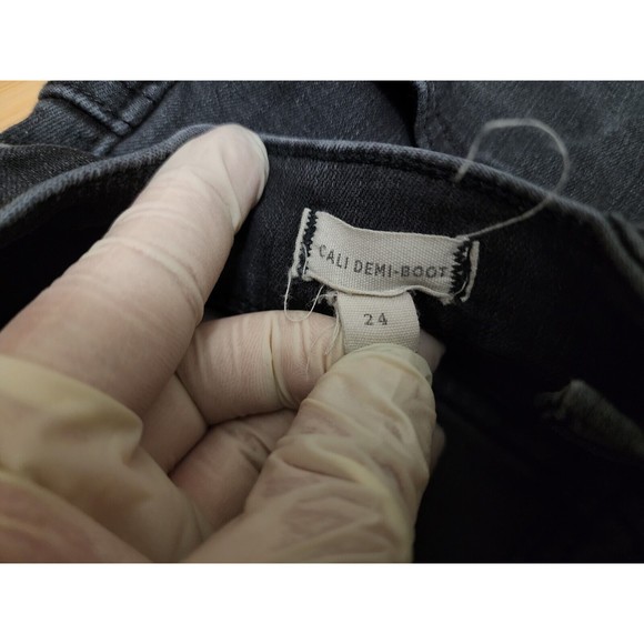 Madewell Womens Black Cali Demi Boot Distressed Button Fly Jeans G7687 Sz 24x26 - Picture 3 of 12